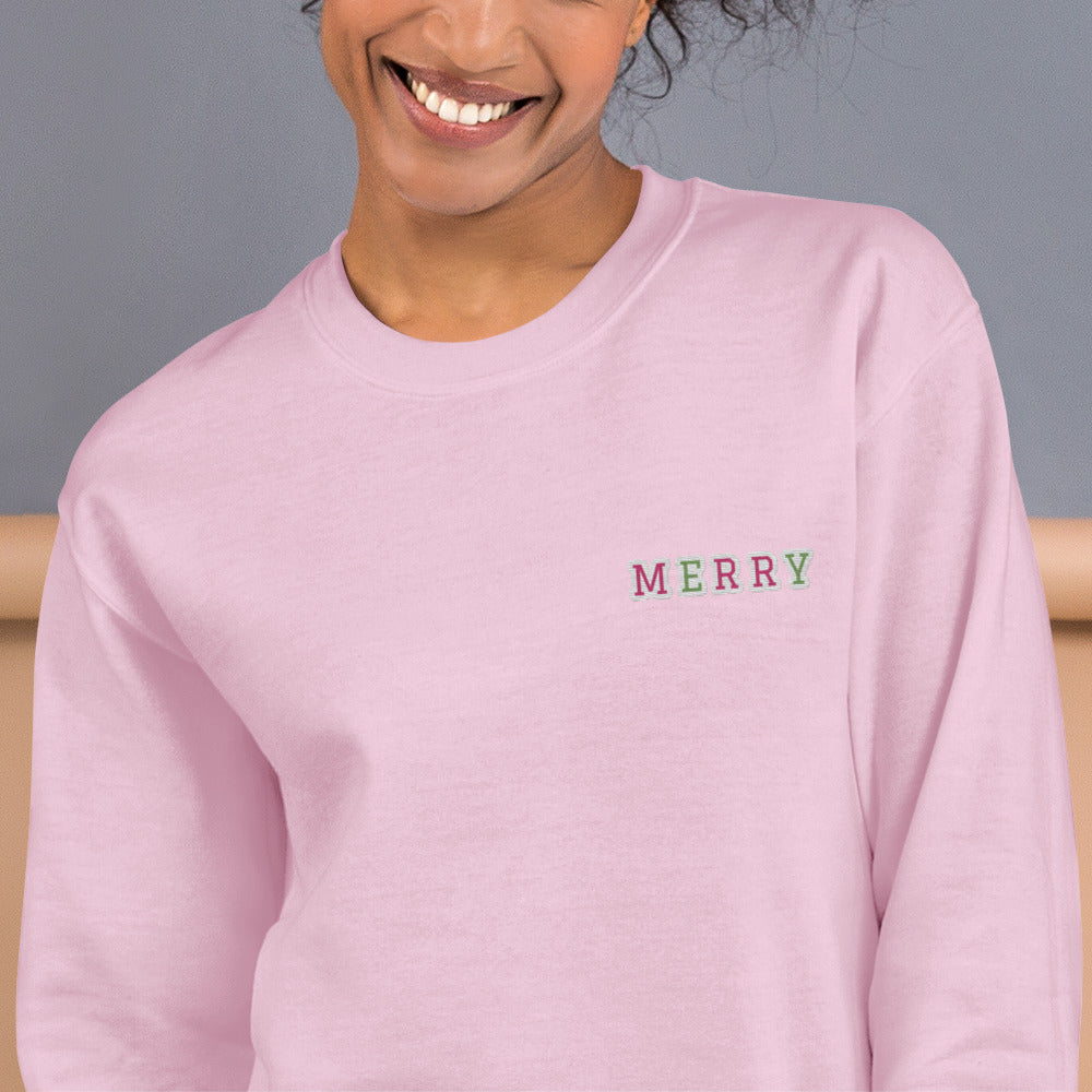merry embroidered sweatshirt